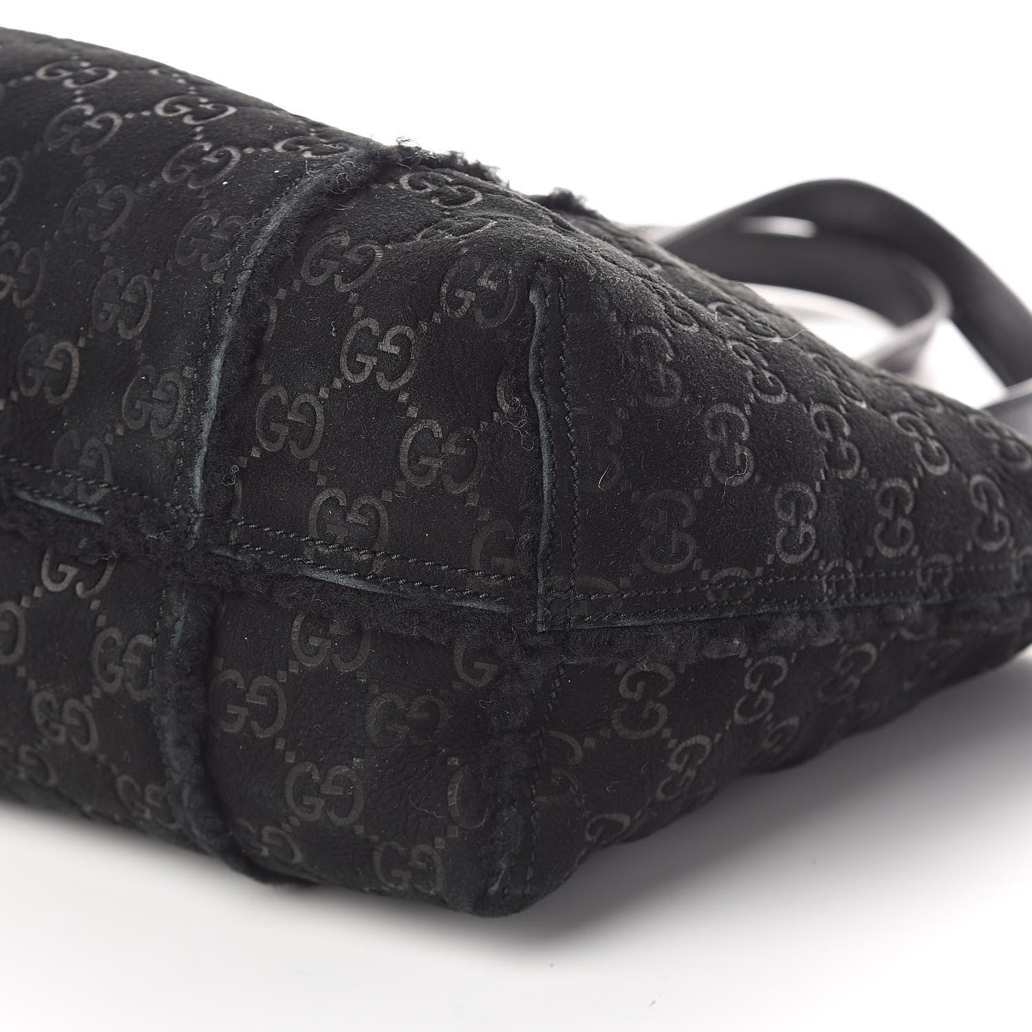 Gucci Suede Shearling Guccissima Jolicoeur Tote Black 9 of 9