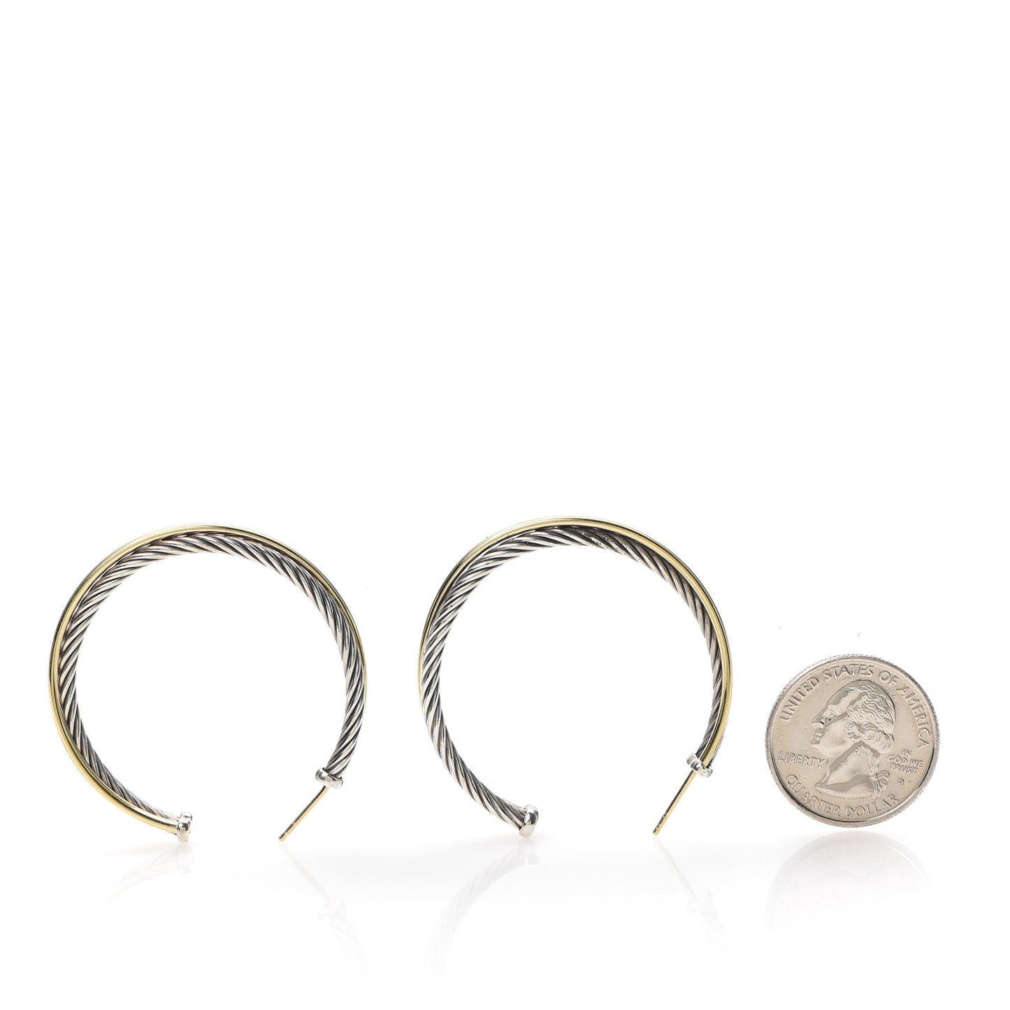 Sterling Silver 18K Yellow Gold 44mm Extra Large Crossover Cable Hoop Earrings