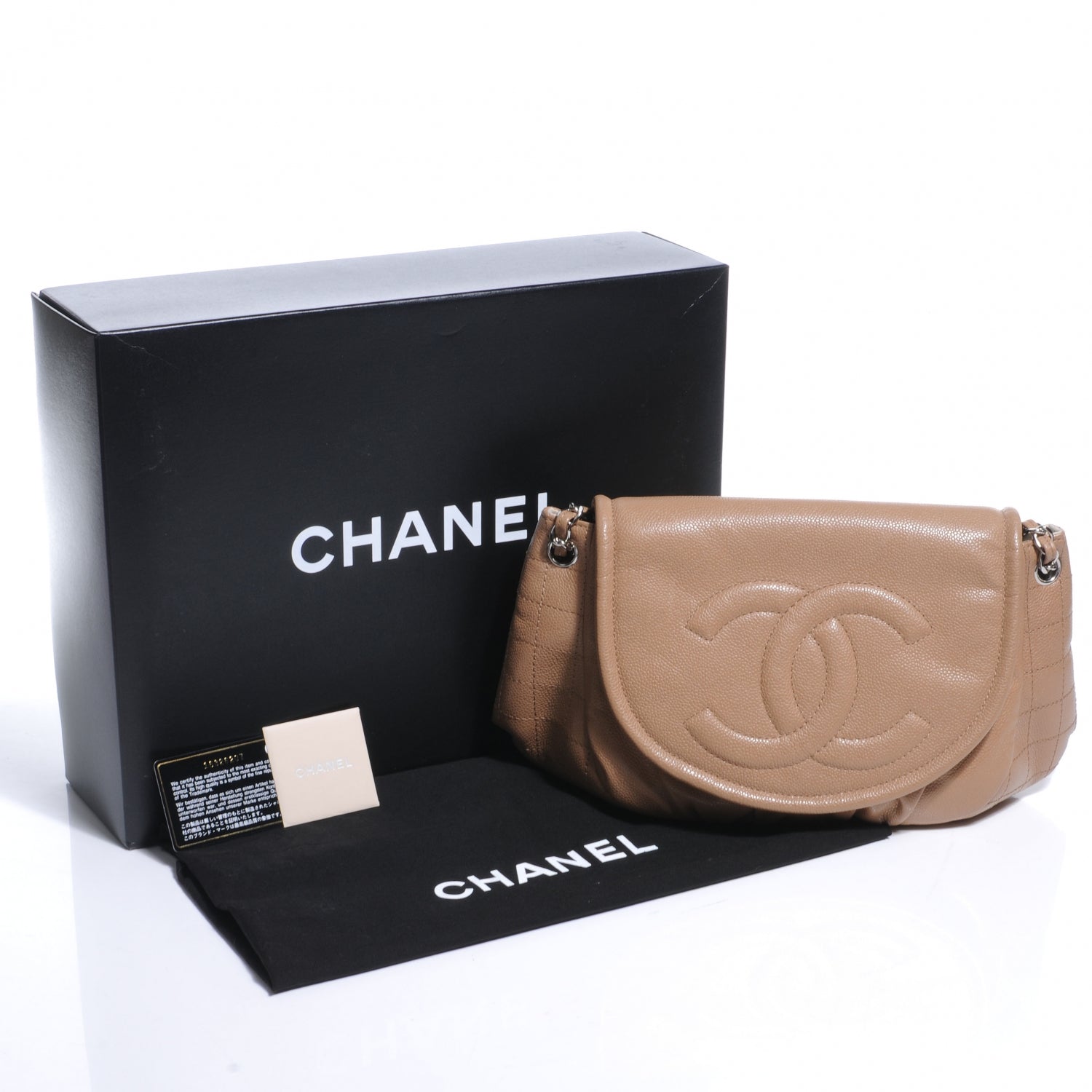 Chanel Caviar Half Moon Large Flap Dark Beige 5 of 8