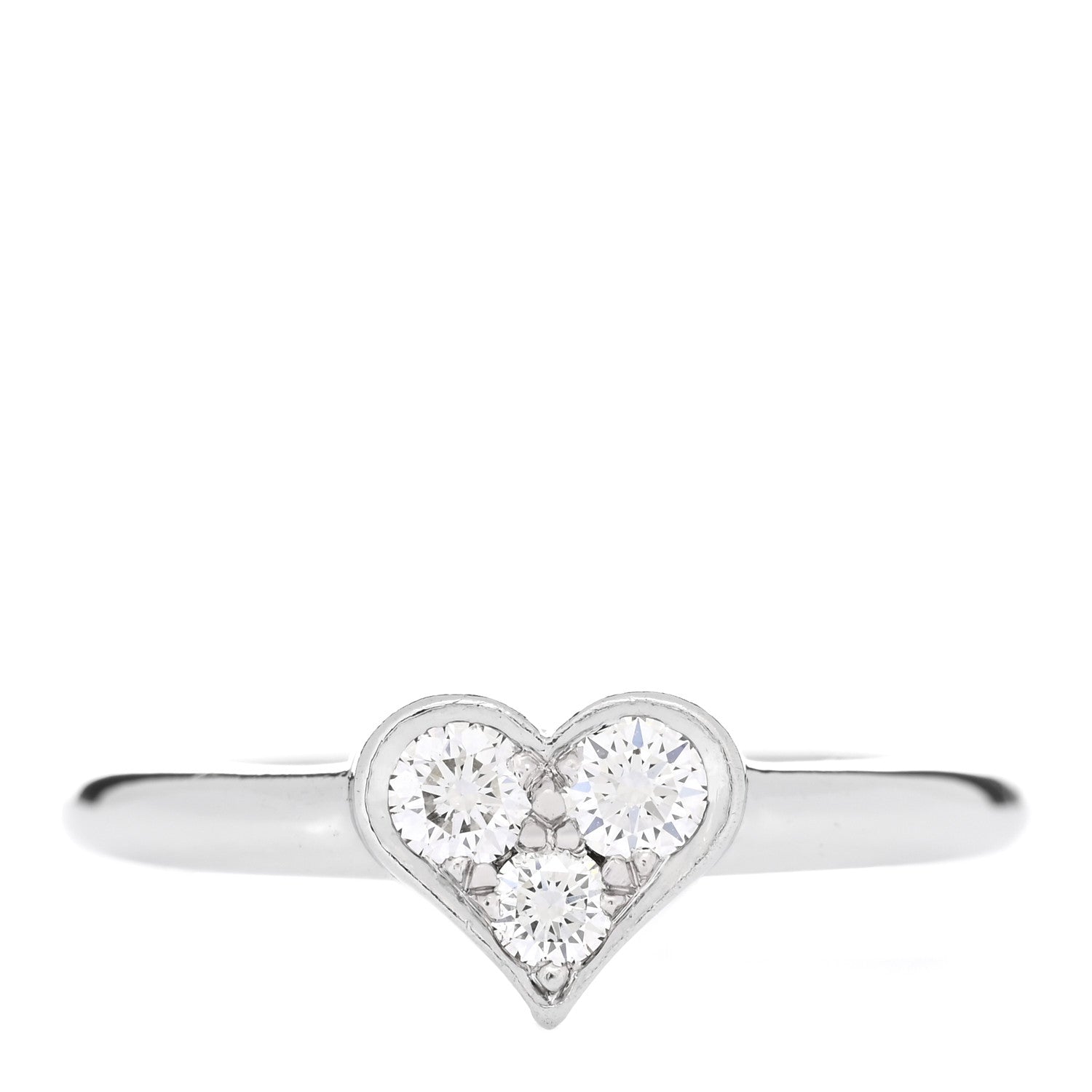 Tiffany Platinum Diamond Hearts Ring 49 4.75 1 of 5