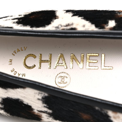 Chanel Pony Hair Cap Toe CC Ballerina Flats 37.5 White Brown Black 9 of 11
