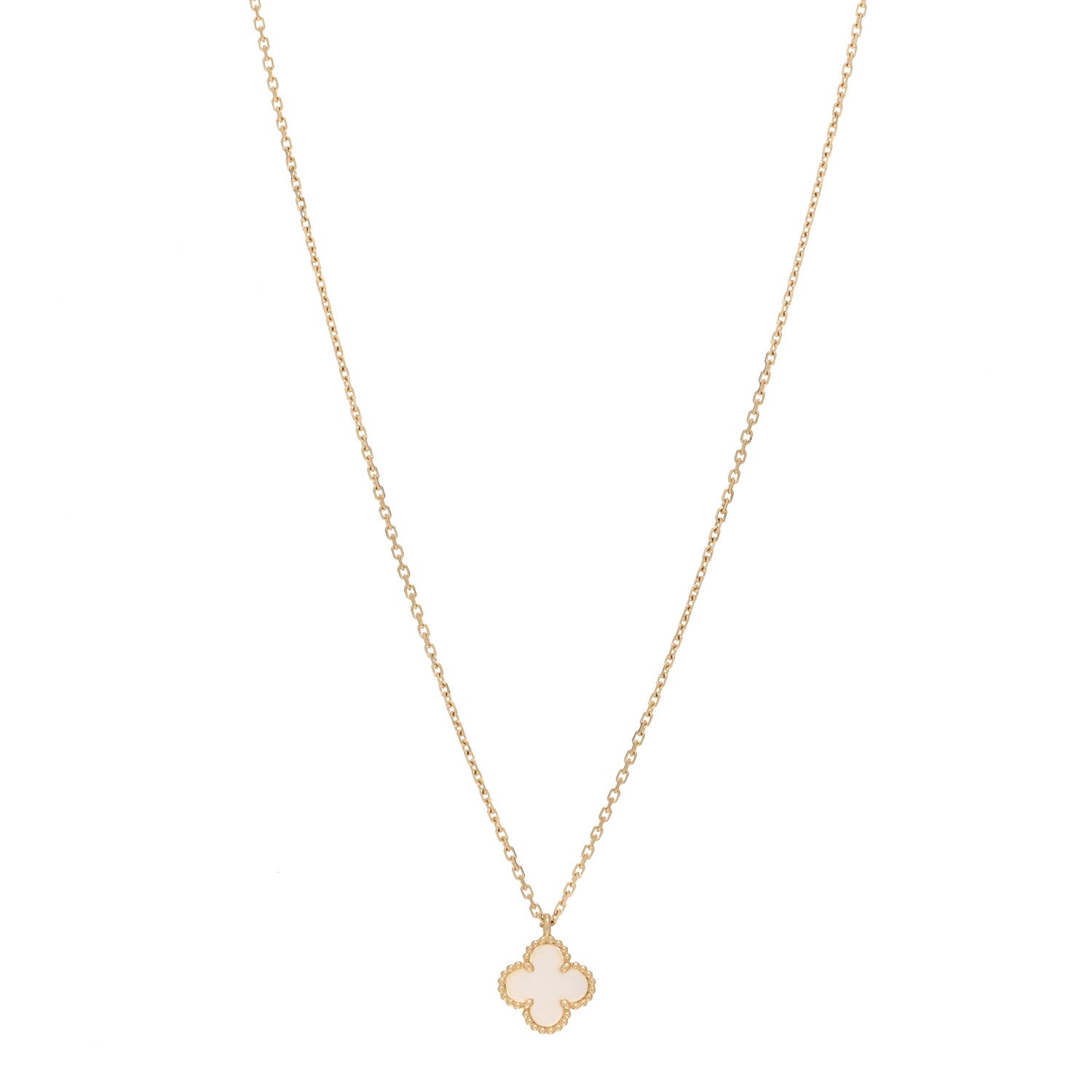 Van Cleef & Arpels 18K Yellow Gold Mother of Pearl Sweet Alhambra Pendant Necklace 1 of 6