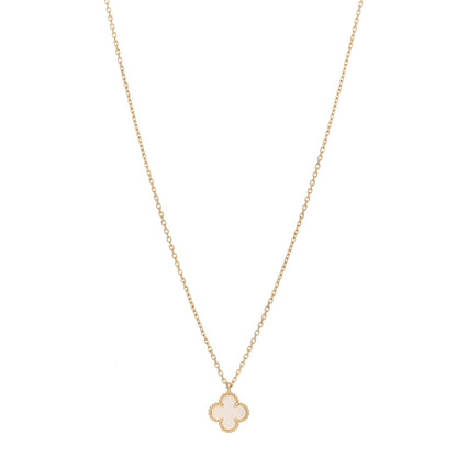 Van Cleef & Arpels 18K Yellow Gold Mother of Pearl Sweet Alhambra Pendant Necklace 1 of 6