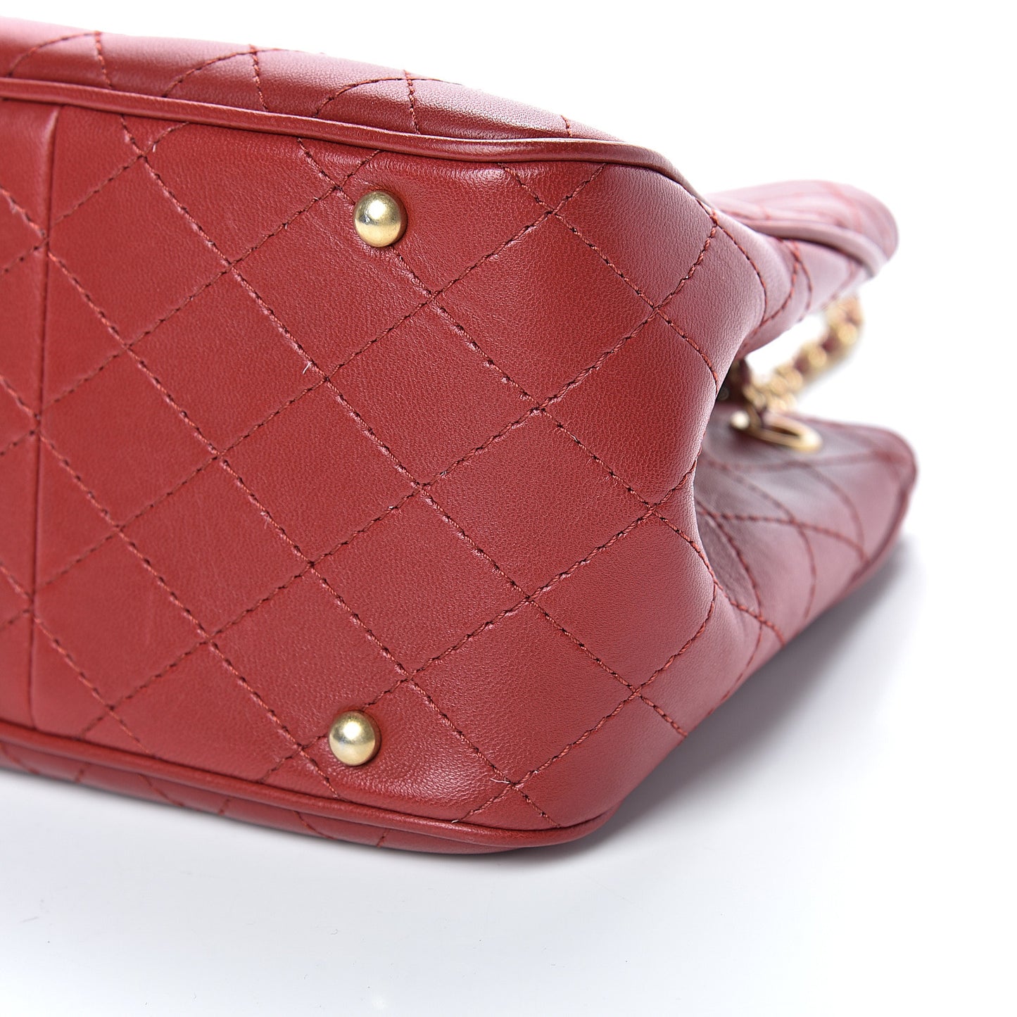 Calfskin Stitched Small Egyptian Amulet Drawstring Bag Red