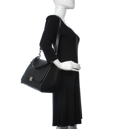 Celine Drummed Calfskin Suede Medium Trapeze Black 2 of 10
