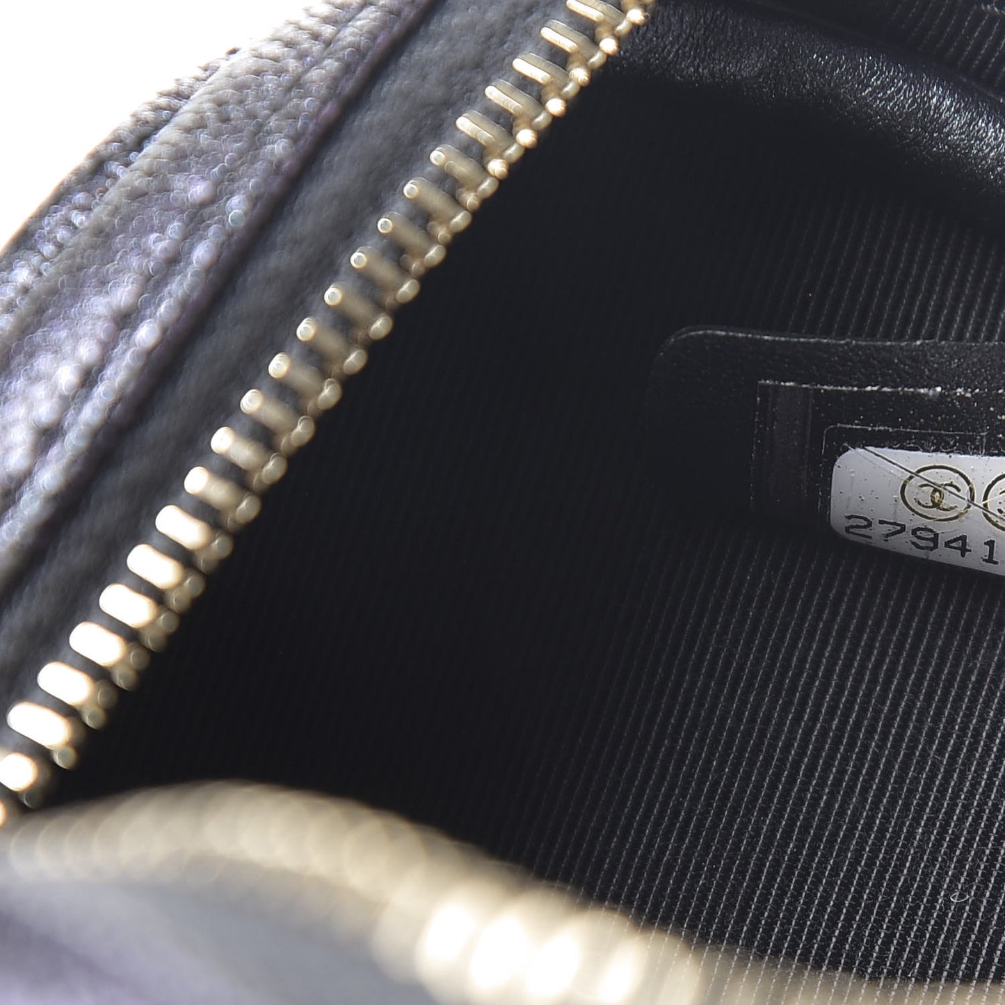 Iridescent Caviar Quilted Zip Around Classic Coin Purse Black