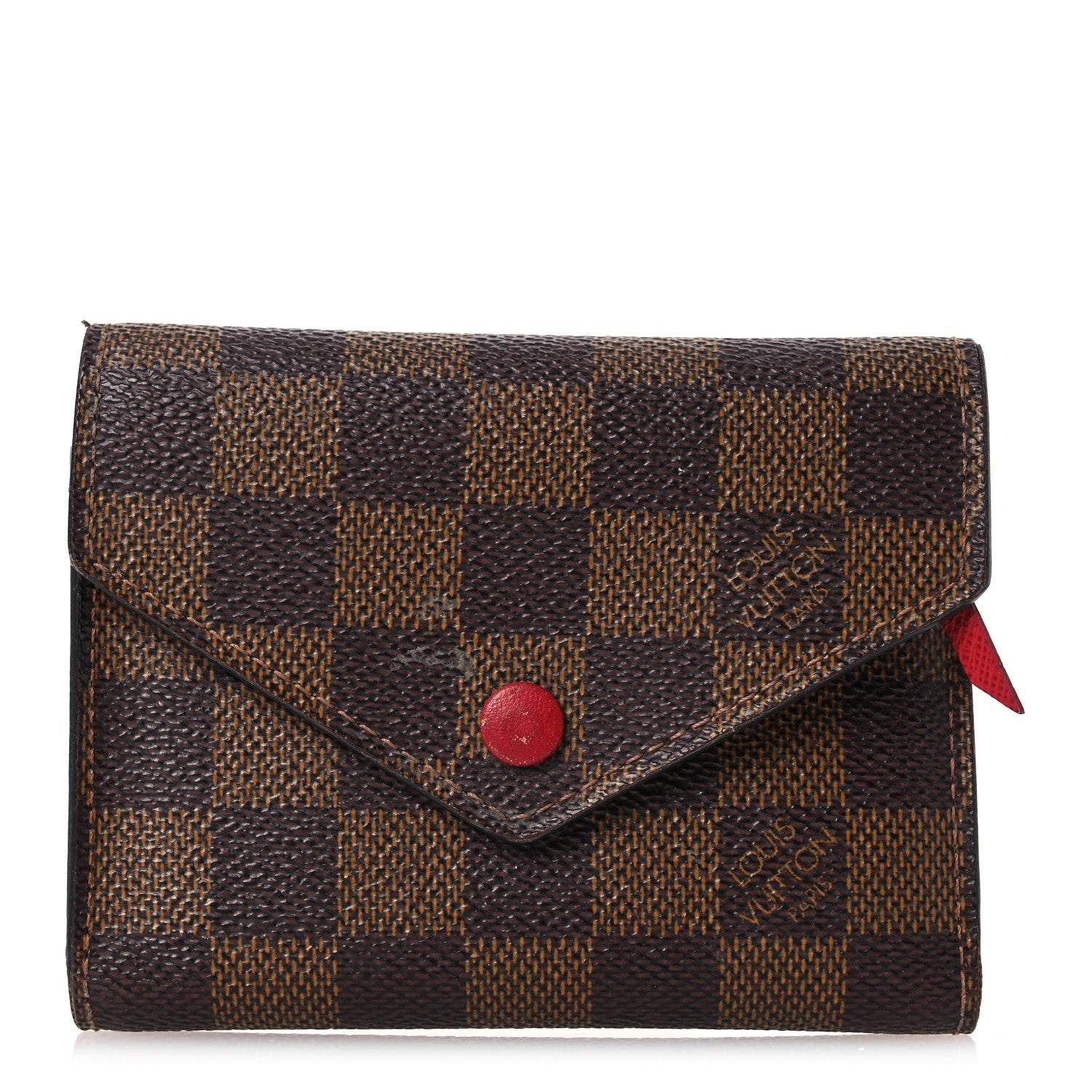 Louis Vuitton Damier Ebene Victorine Wallet Red 1 of 14