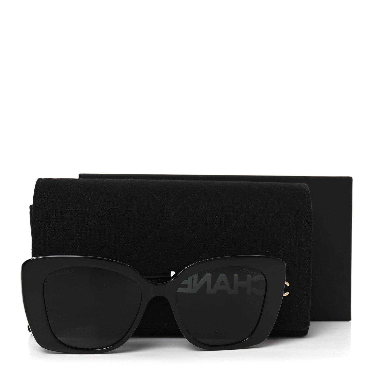 Acetate Strass Square Sunglasses 5422-B-A Black White