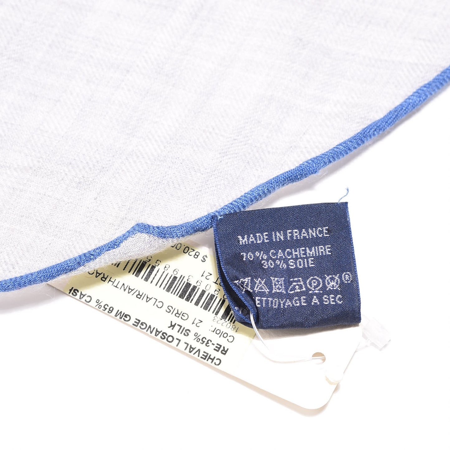 Cashmere Silk Cheval Losange Shawl GM Gris Clair Anthracite