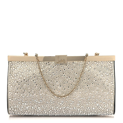Christian Louboutin Suede Crystal Strass Small Palmette Clutch Moonlight Platine 1 of 5