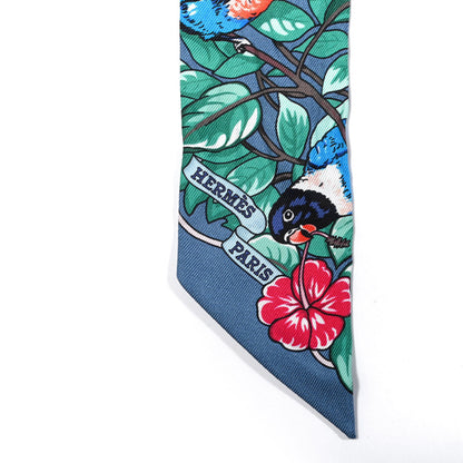 Hermes Silk Jungle Love Twilly Gris Bleuete Vert 4 of 4