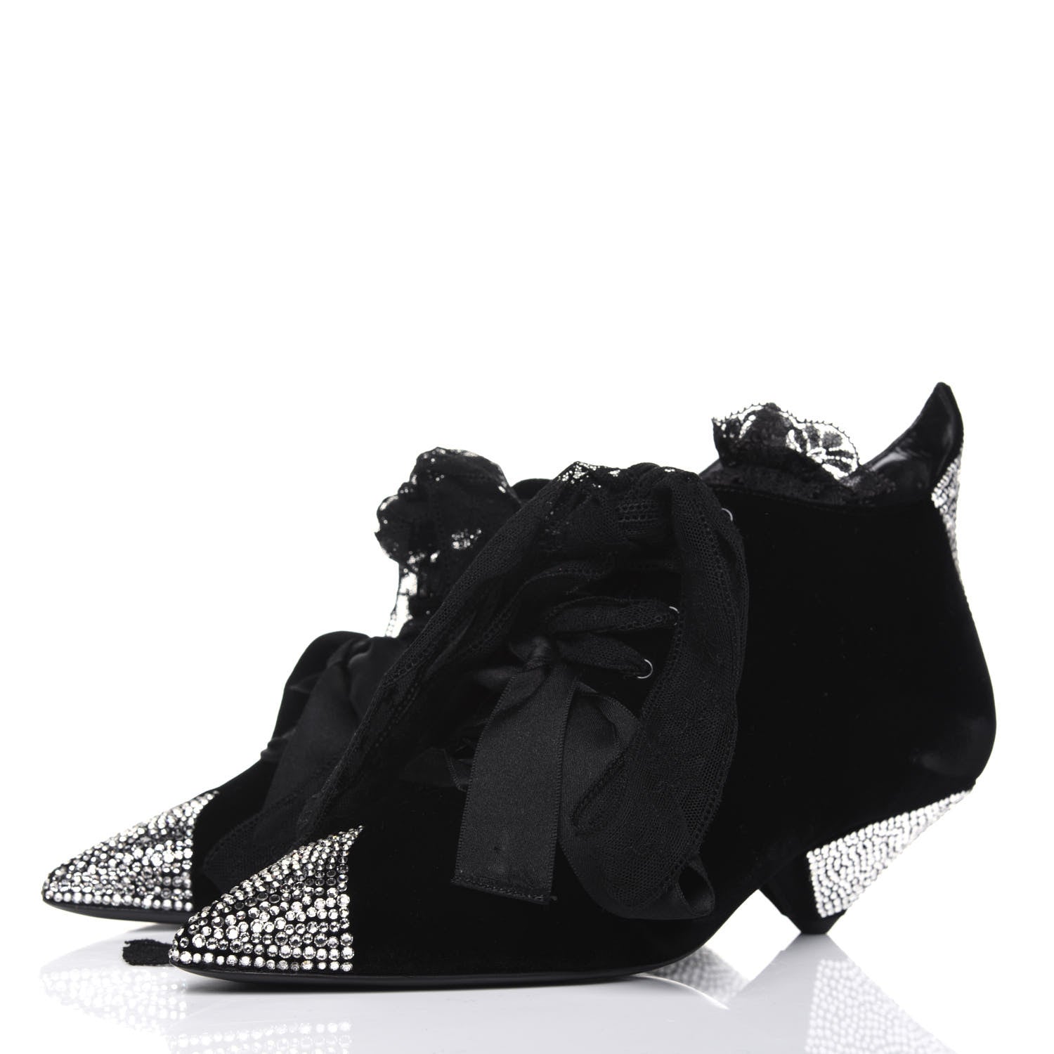 Saint Laurent Velluto Master Crystal Embellished Blaze 45 La Strass Ankle Boots 39 Black 3 of 9