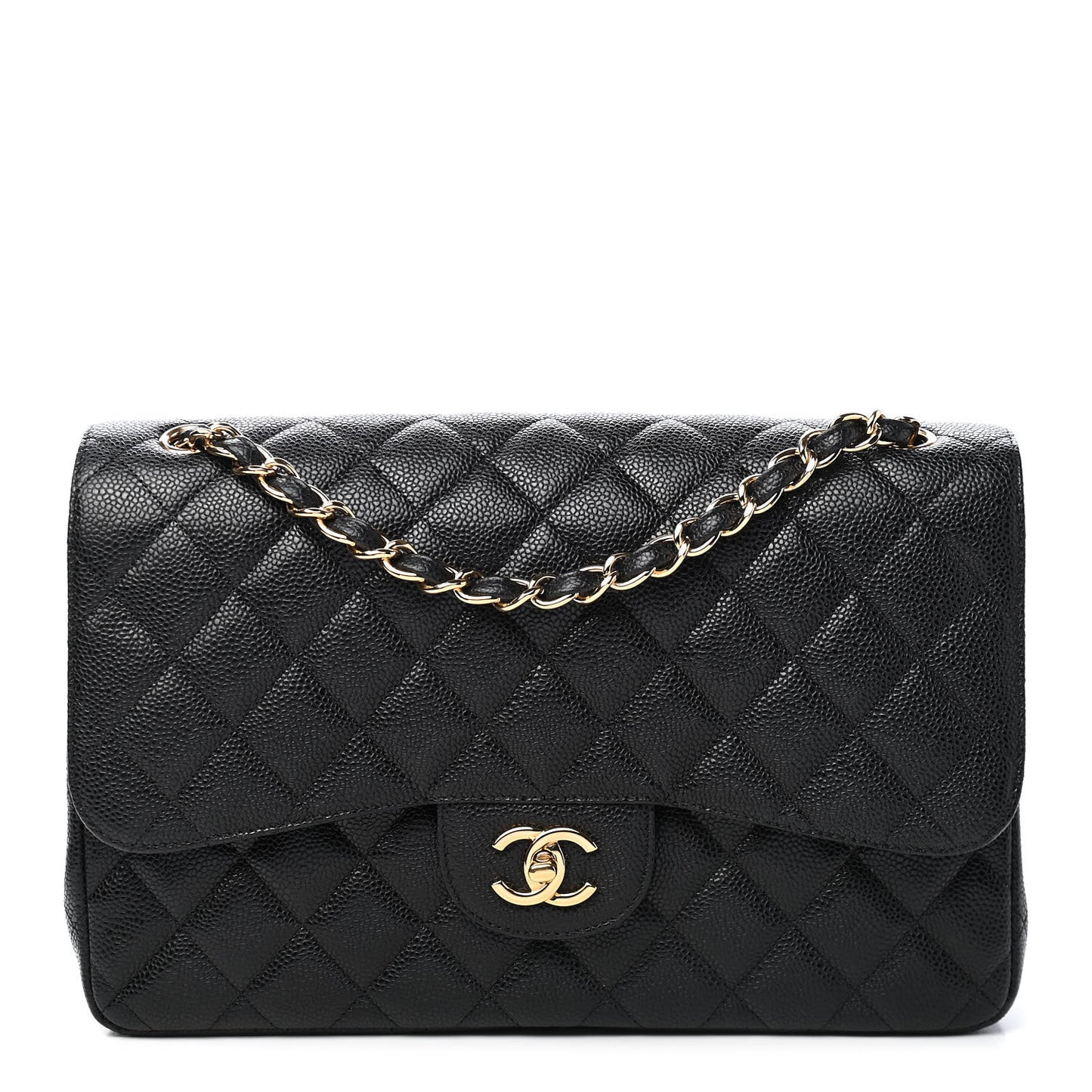 Caviar Quilted Jumbo Double Flap Black