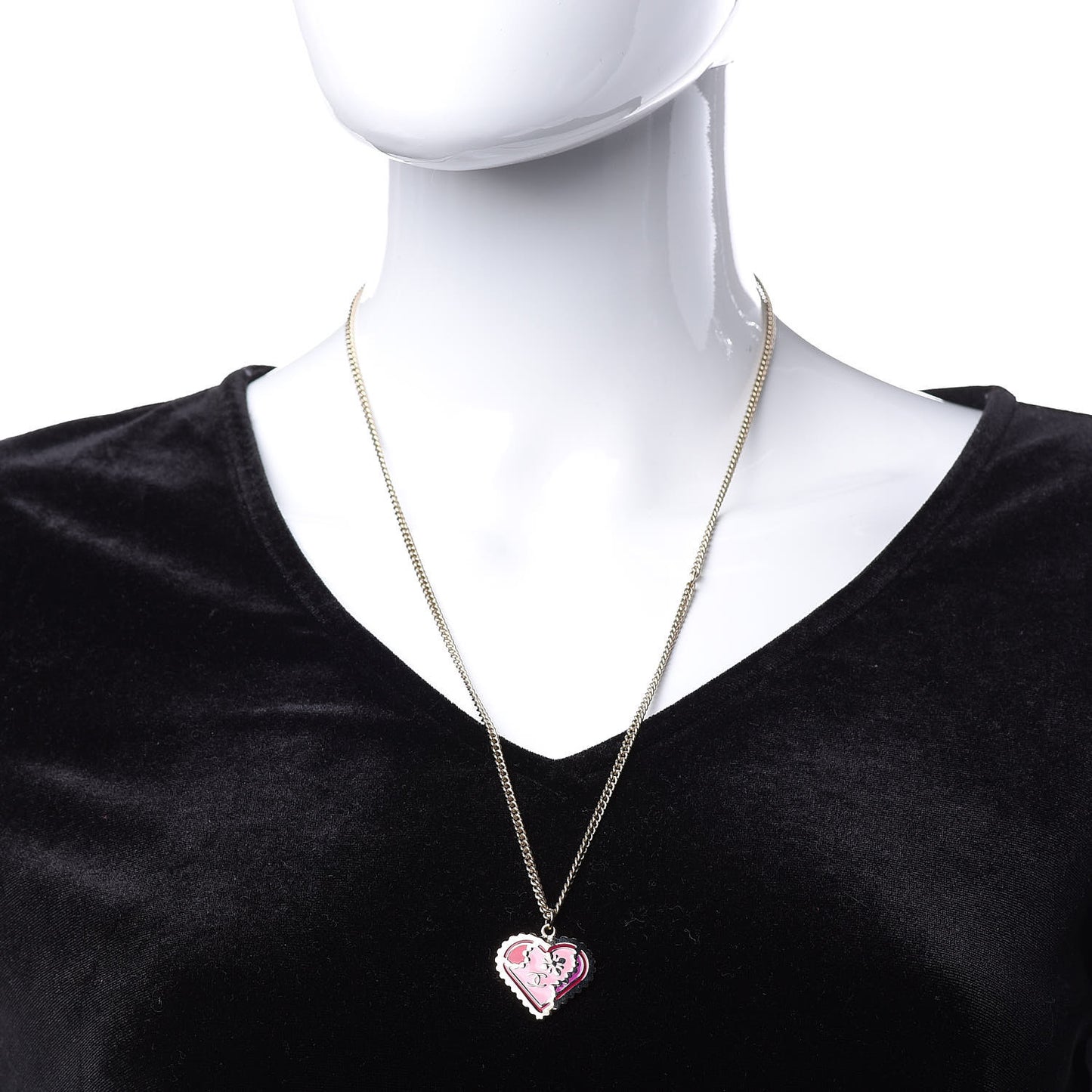 Enamel Heart CC Necklace Gold