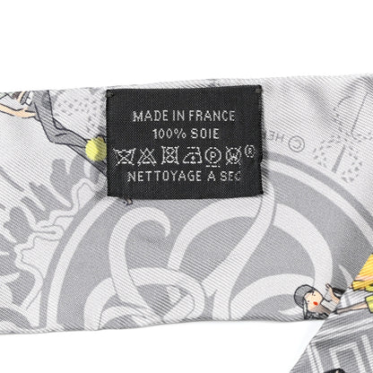 Hermes Silk Ex-Libris Les Parisie Twilly Gris Perle Jaune 4 of 4