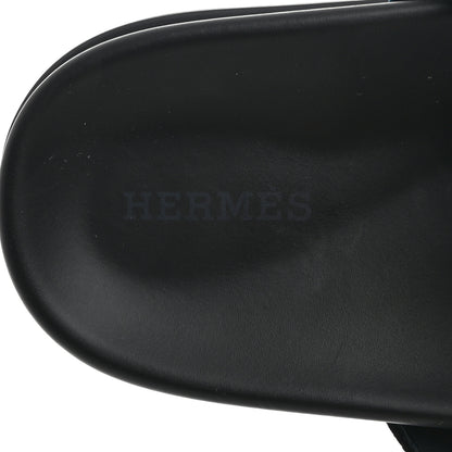 Hermes Velvet Womens Chypre Sandals 36.5 Black Vert Mousse 6 of 8