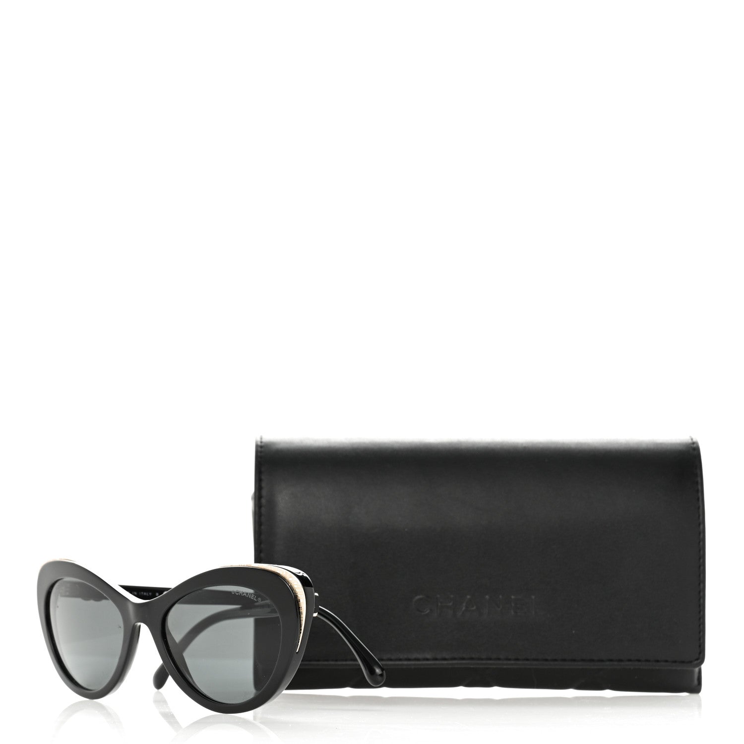 Chanel Acetate Cat Eye CC Sunglasses 5432 Black 10 of 10