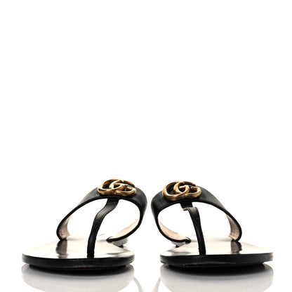 Gucci Calfskin GG Marmont Thong Sandals 38.5 Black 2 of 9