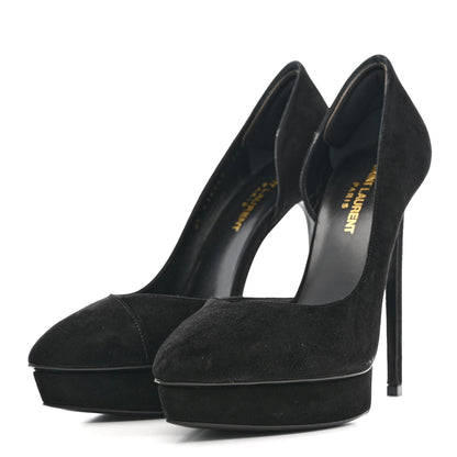 Saint Laurent Suede Janis 105 D'Orsay Pumps 38 Black 4 of 10