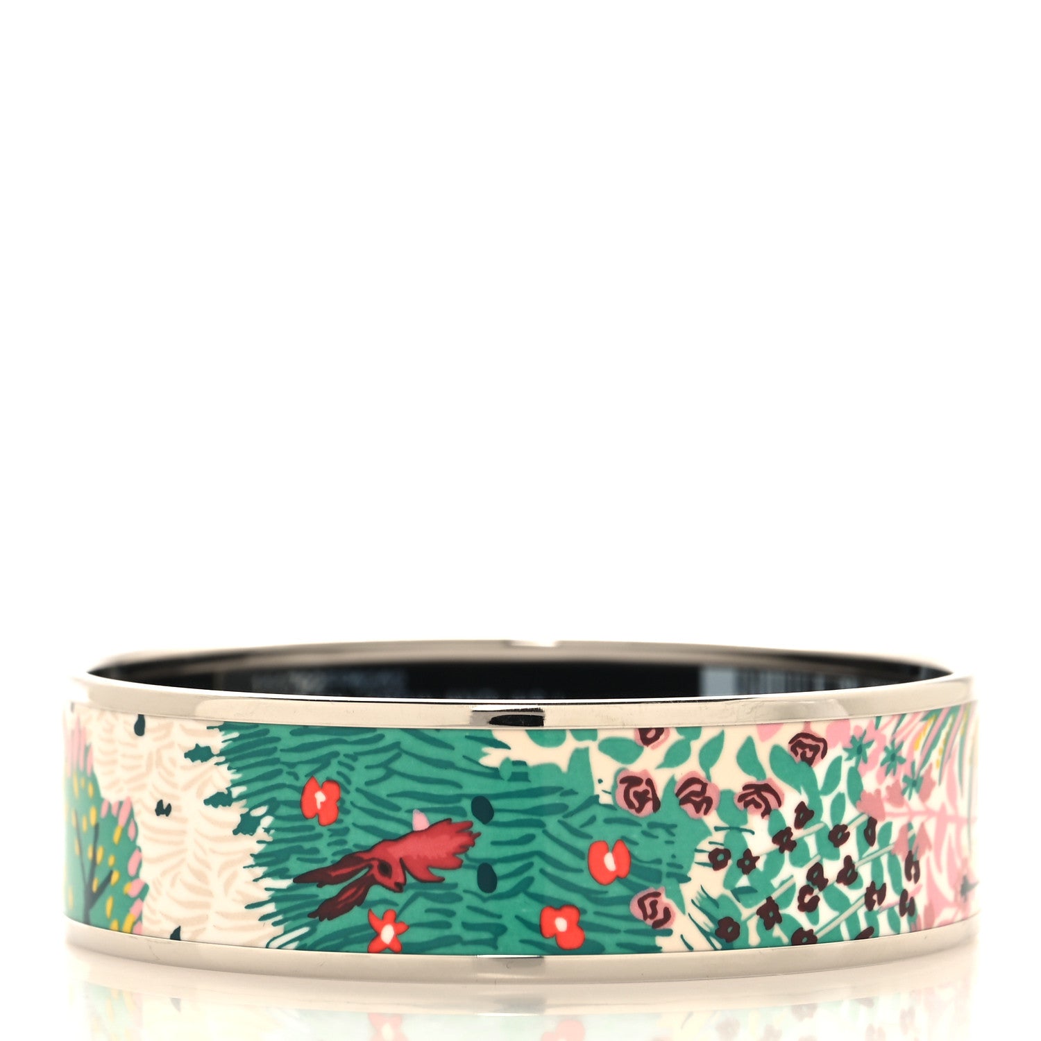 Hermes Enamel Printed Wide Dans un Jardin Anglais Bracelet 65 Baroque 3 of 6
