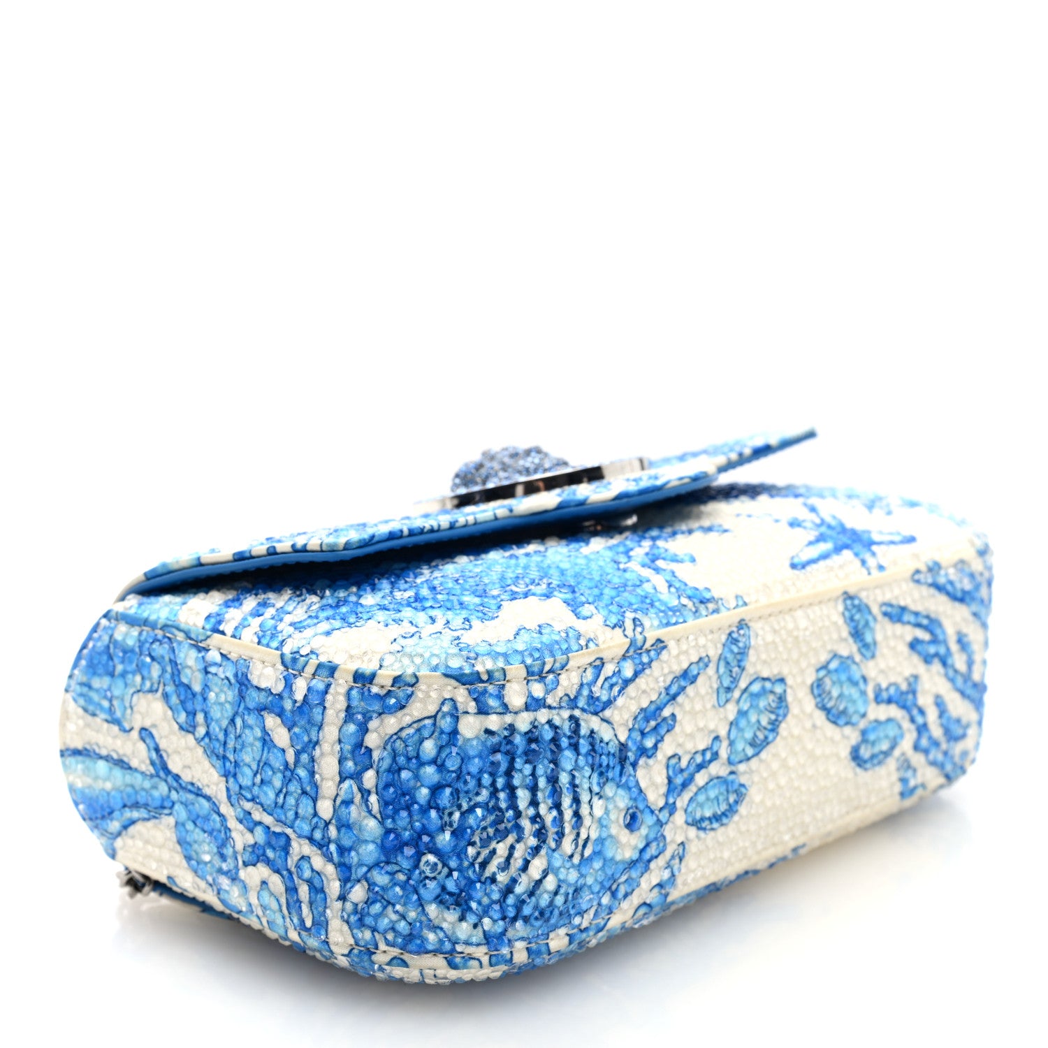 Versace Satin Crystal Barocco Underwater Medusa Mini Bag White Blue 4 of 10
