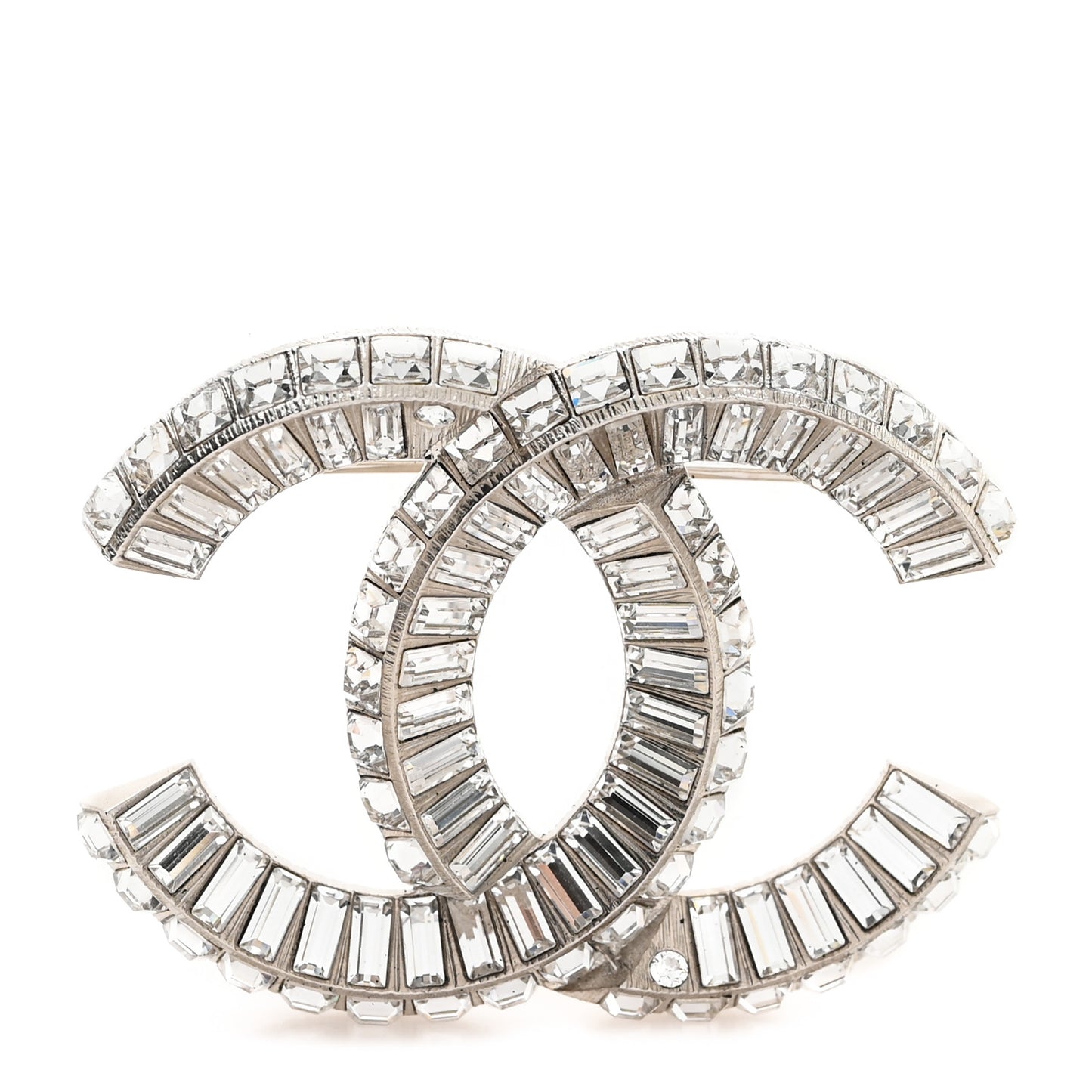 Baguette Crystal CC Brooch Silver
