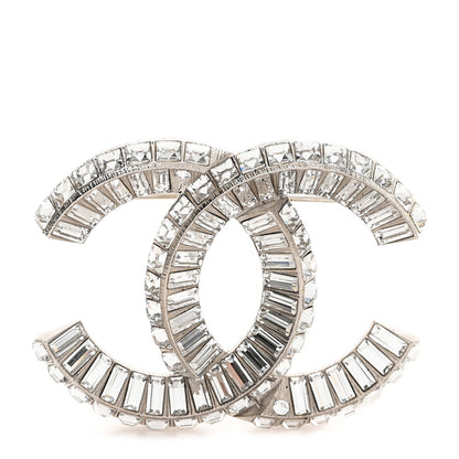 Chanel Baguette Crystal CC Brooch Silver 1 of 4