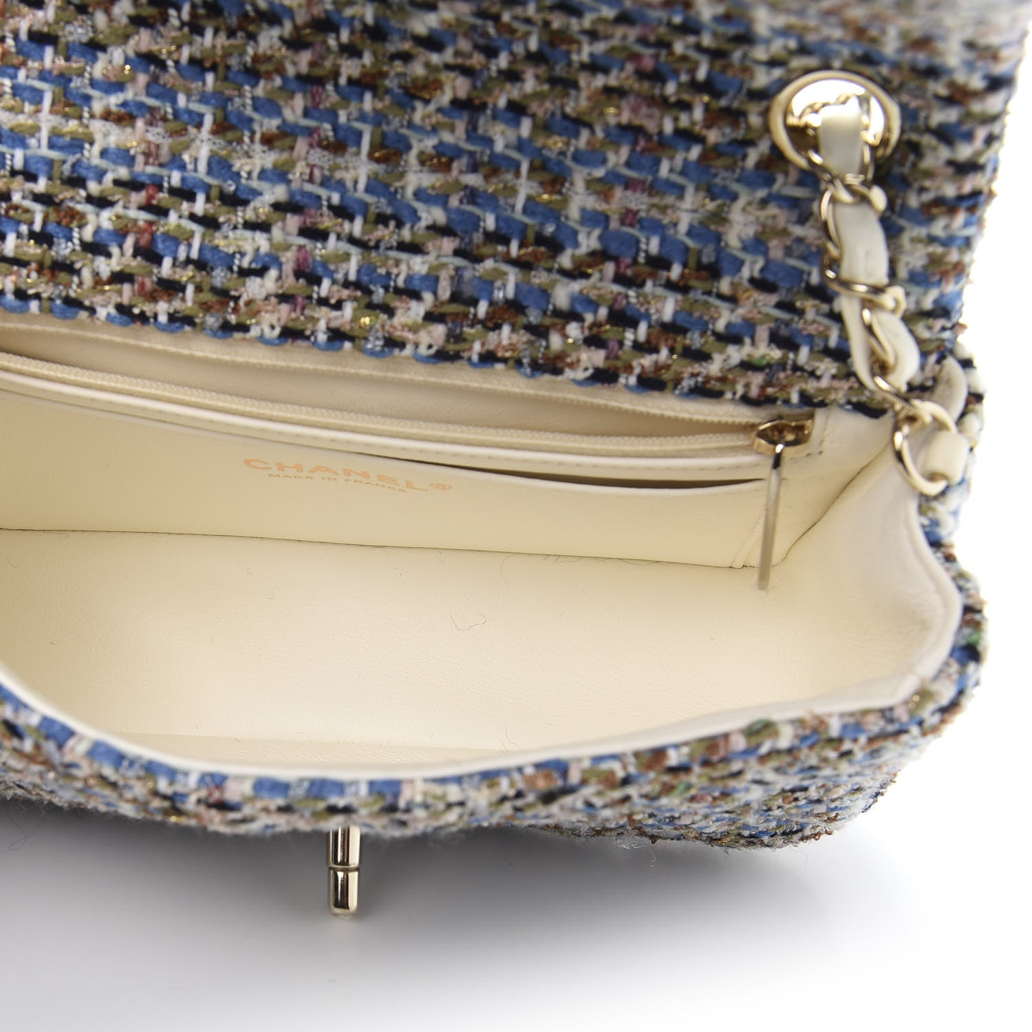 Chanel Tweed Quilted Mini Rectangular Flap Blue Multicolor 4 of 10