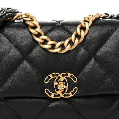 Chanel Shiny Goatskin Quilted Medium Chanel 19 Flap Black 8 of 10