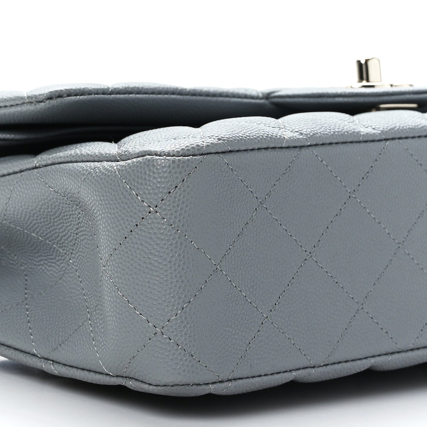 Caviar Quilted Medium Double Flap Grey