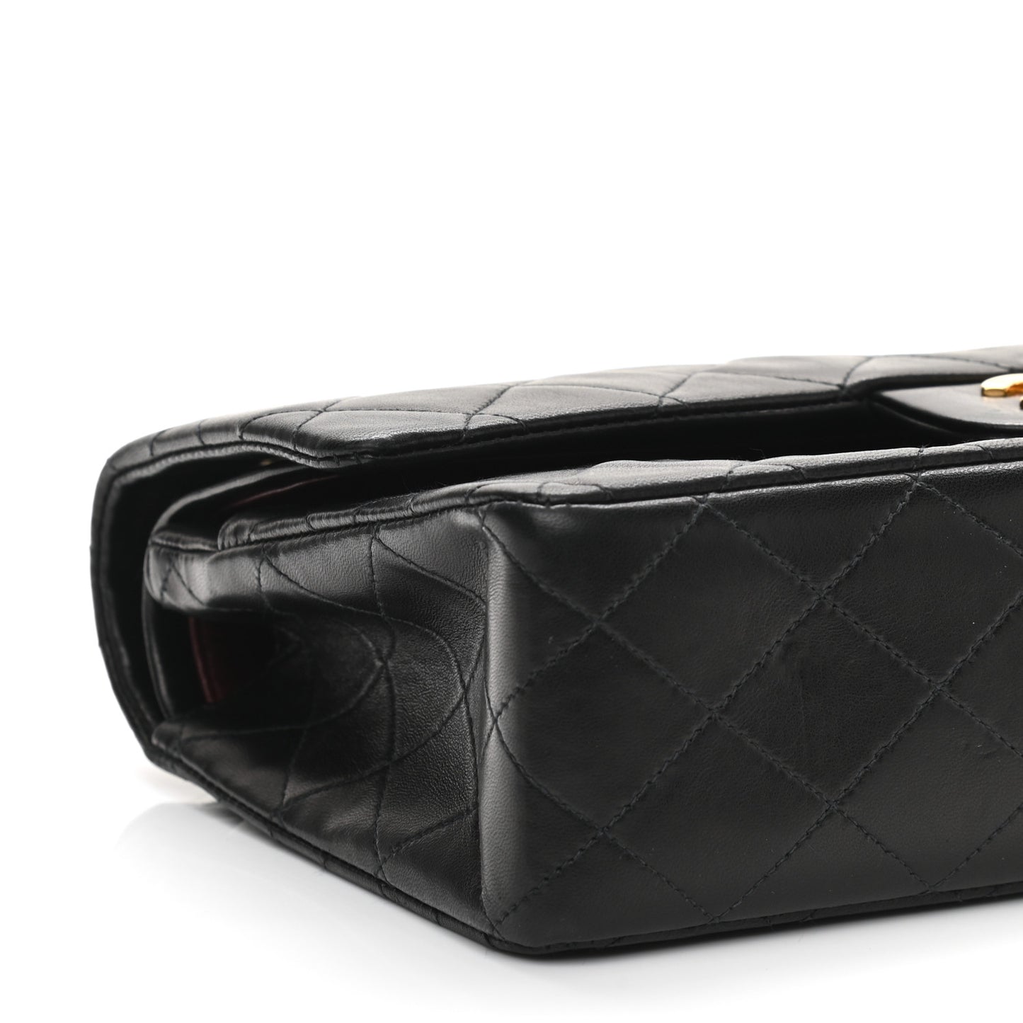 Lambskin Quilted Medium Double Flap Black