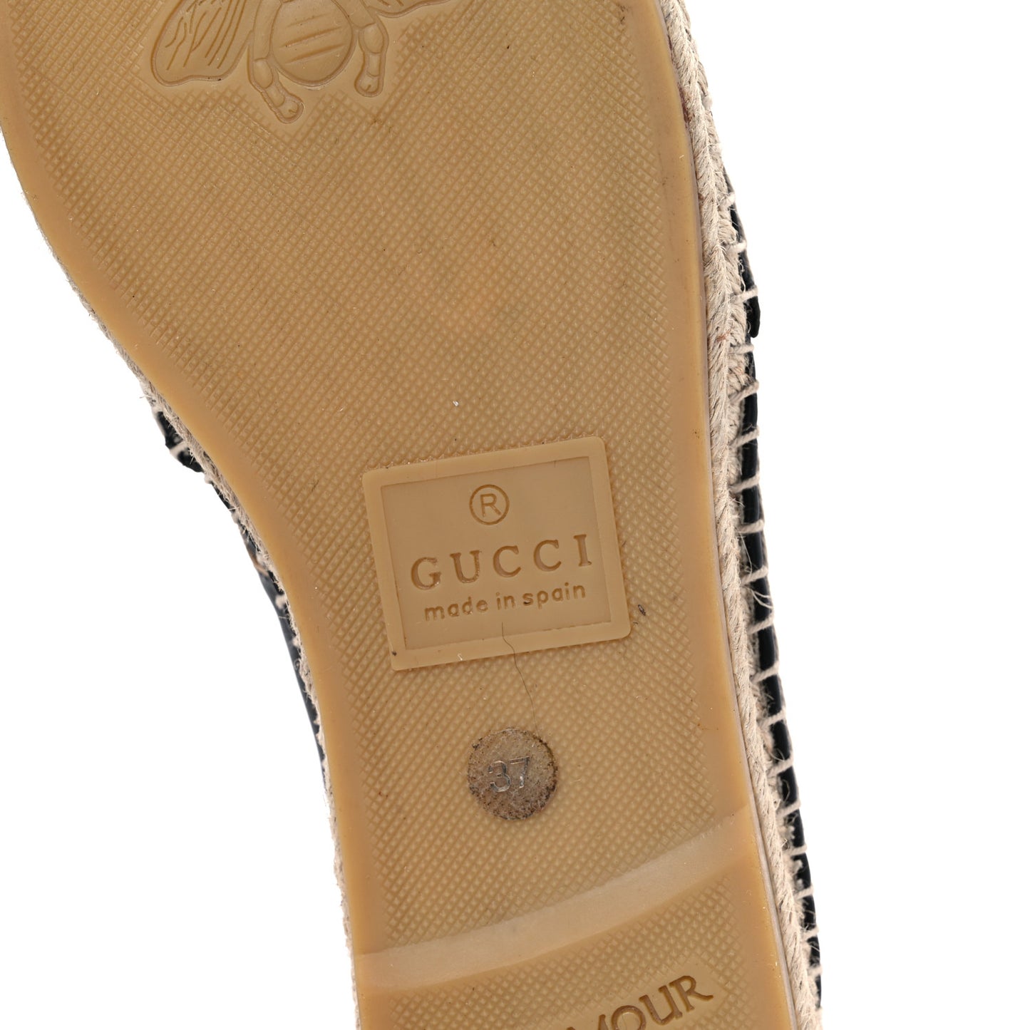 Calfskin Bee Star Embroidered Espadrilles 37 Black