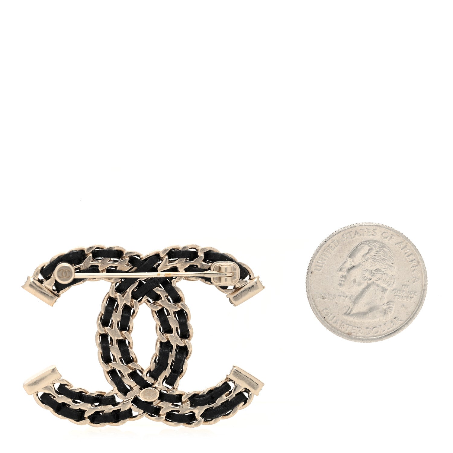 Chanel Lambskin Crystal CC Chain Brooch Black Gold 2 of 4