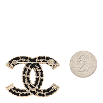 Chanel Lambskin Crystal CC Chain Brooch Black Gold 2 of 4