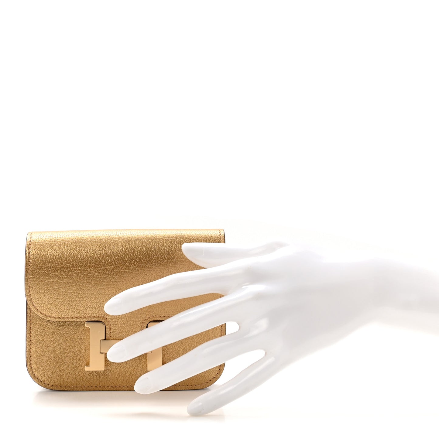Metallic Chevre Chamkilight Constance Slim Wallet Dore