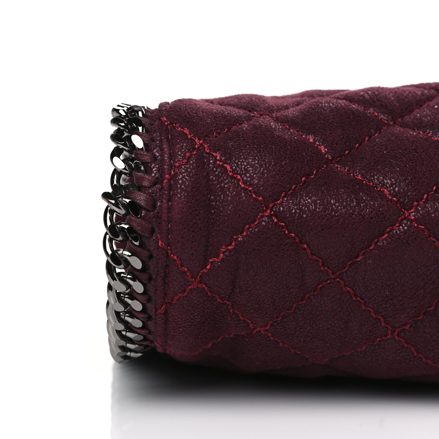 Shaggy Deer Quilted Small Falabella Tote Burgundy