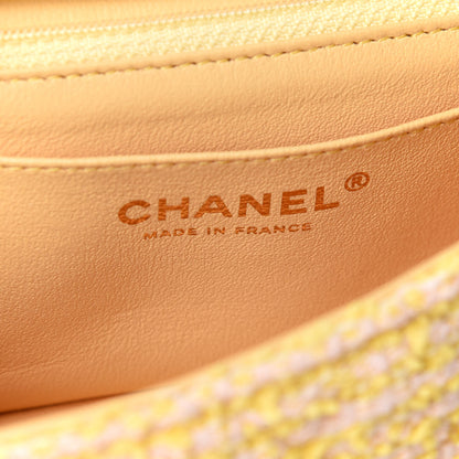 Chanel Tweed Quilted Mini Rectangular Flap Yellow Pink 5 of 9