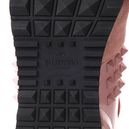 Valentino Garavani Calfskin Suede Rockstud Sneakers 38 Pink 6 of 8