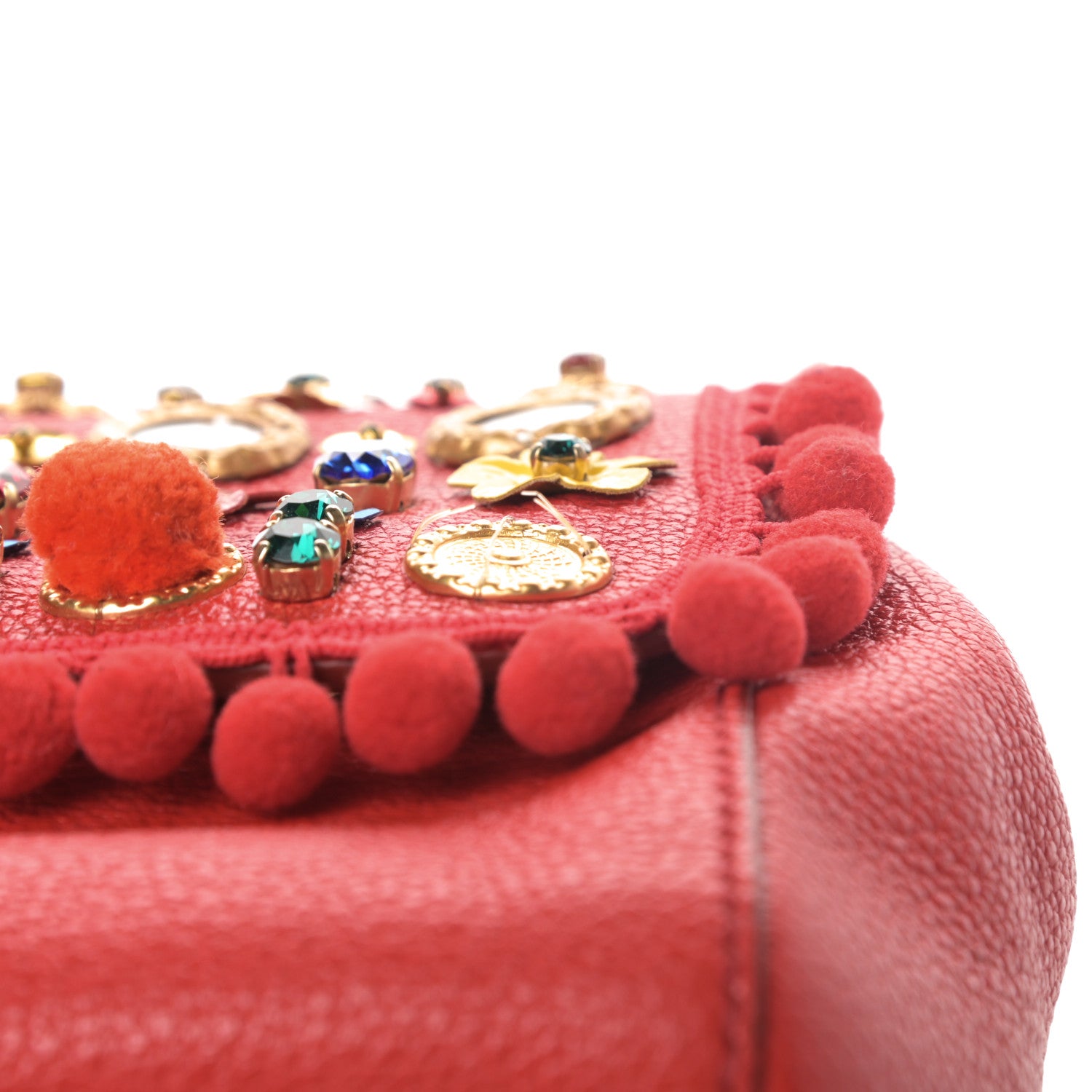 Dolce & Gabbana Calfskin Embellished Medium Miss Sicily Satchel Red 11 of 15