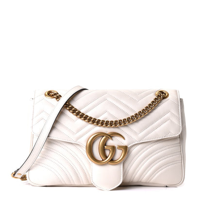 Gucci Calfskin Matelasse Medium GG Marmont Shoulder Bag White 1 of 6
