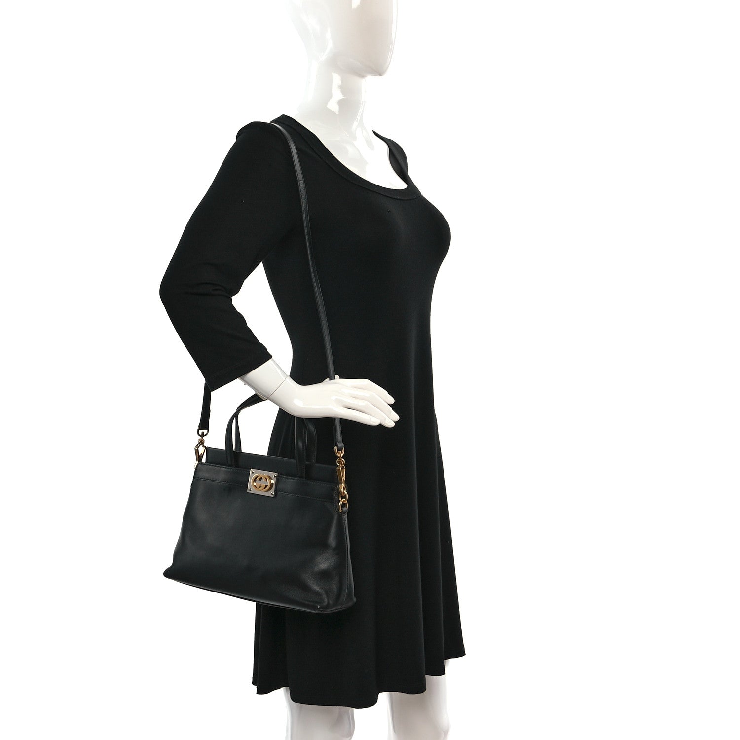 Gucci Lambskin Small Linea Matisse Top Handle Bag Black 2 of 9
