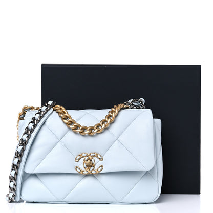 Chanel Lambskin Quilted Medium Chanel 19 Flap Light Blue 10 of 10