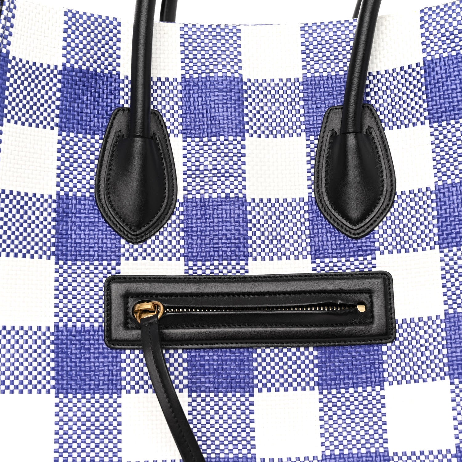 Celine Gingham Woven Medium Phantom Luggage Cobalt 7 of 9