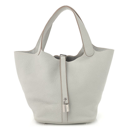 Hermes Taurillon Clemence Picotin Lock 22 MM Gris Perle 1 of 12