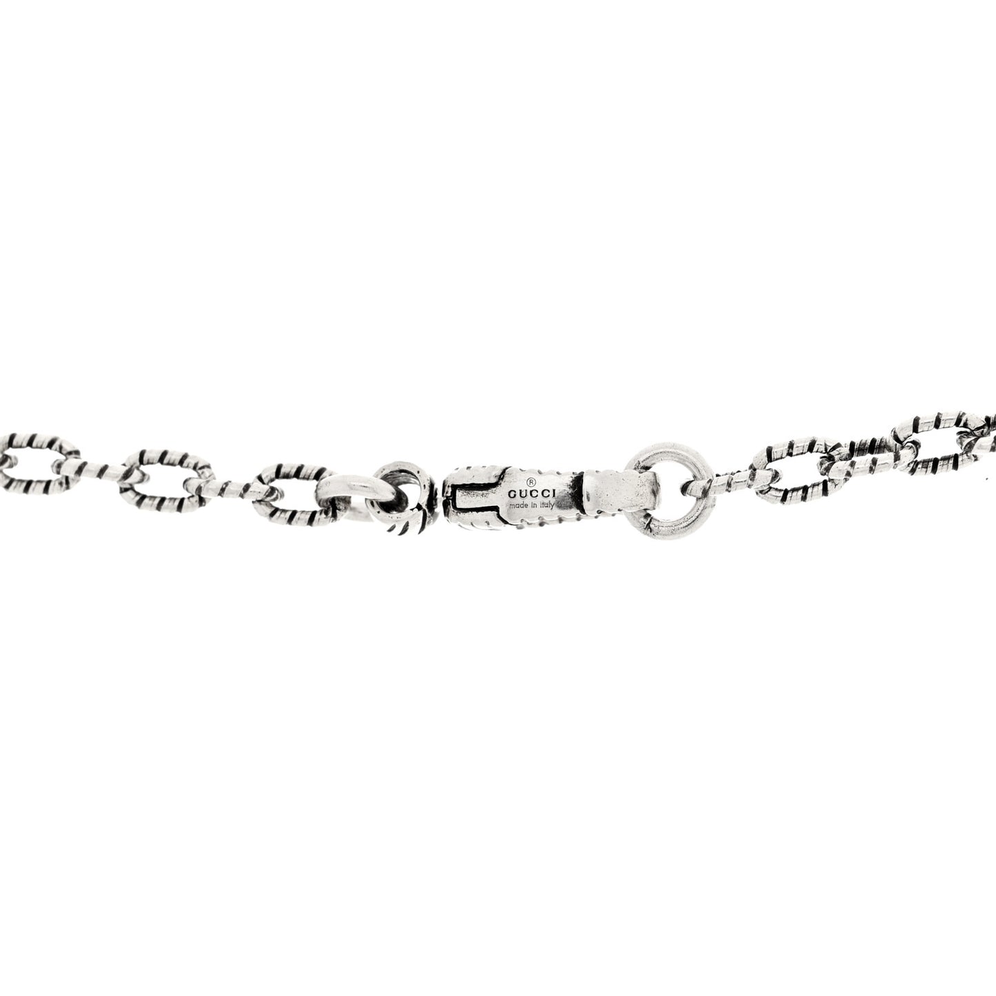 Sterling Silver Small Textured Interlocking G Pendant Necklace