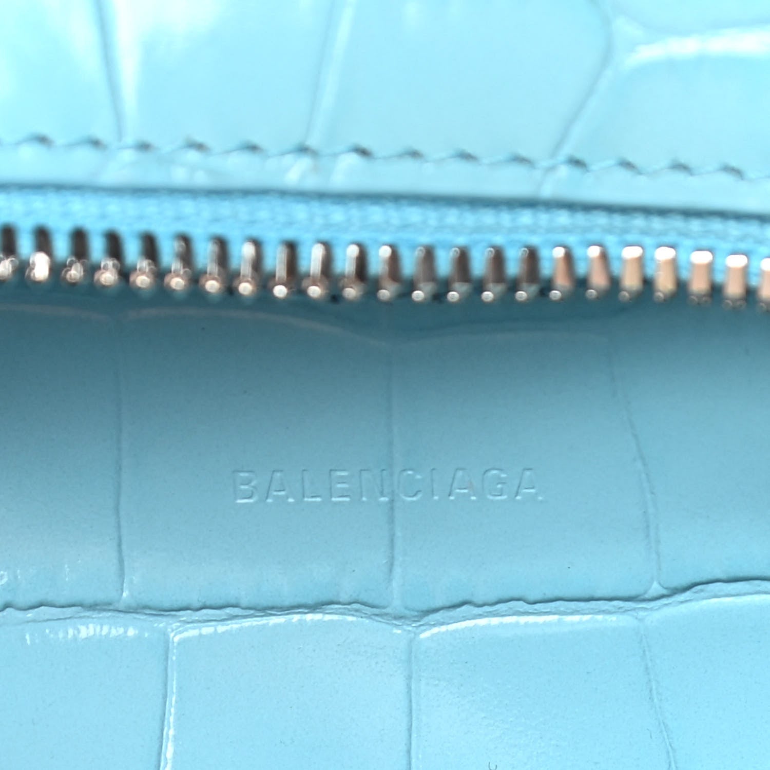 Balenciaga Calfskin Crocodile Embossed Neo Classic Silver Hardware Nano City Crossbody Azur 6 of 14