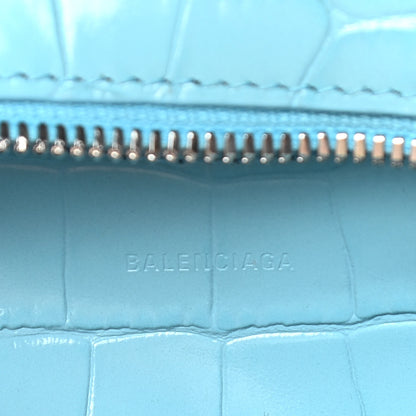Balenciaga Calfskin Crocodile Embossed Neo Classic Silver Hardware Nano City Crossbody Azur 6 of 14