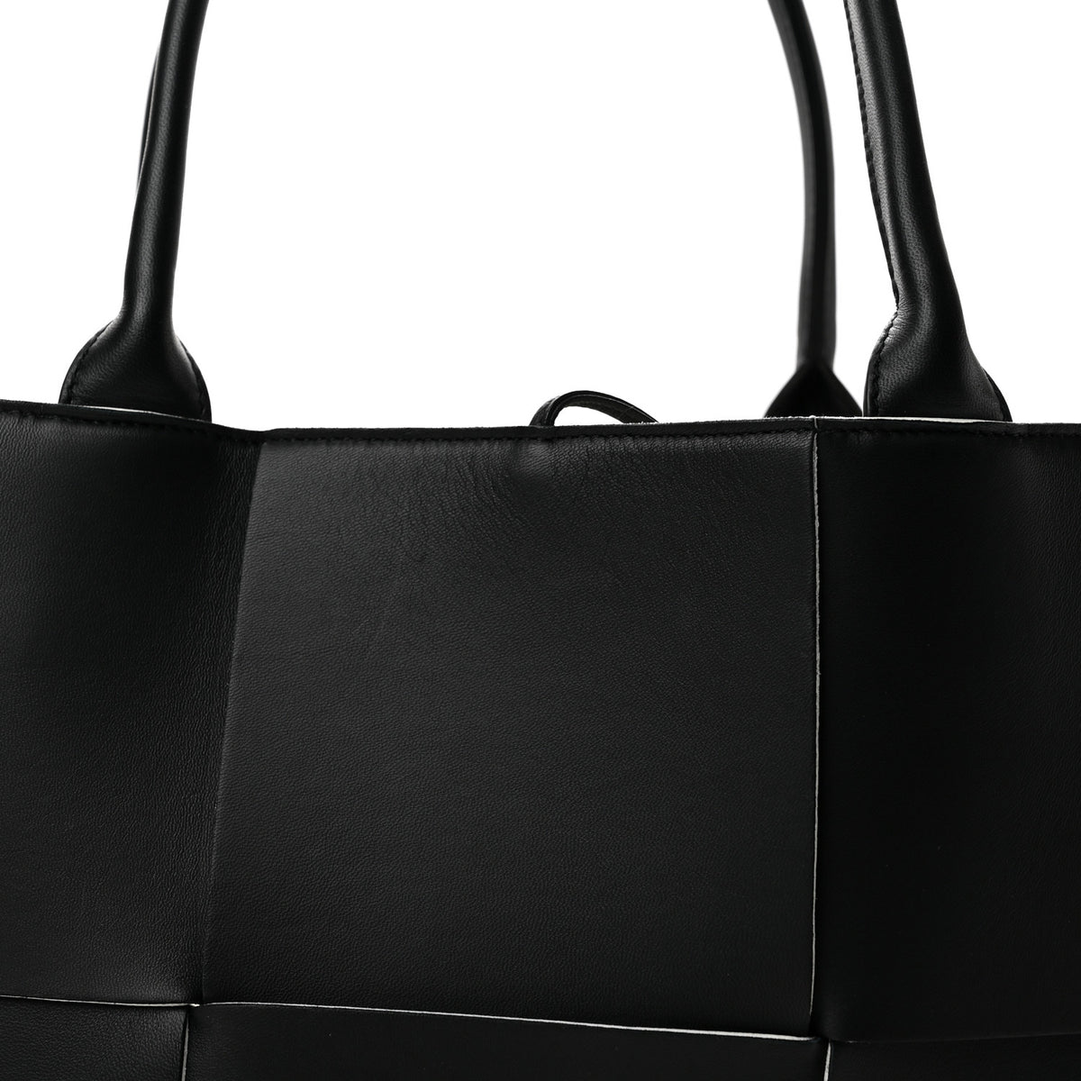 Nappa Maxi Intrecciato Medium Arco Tote Black White
