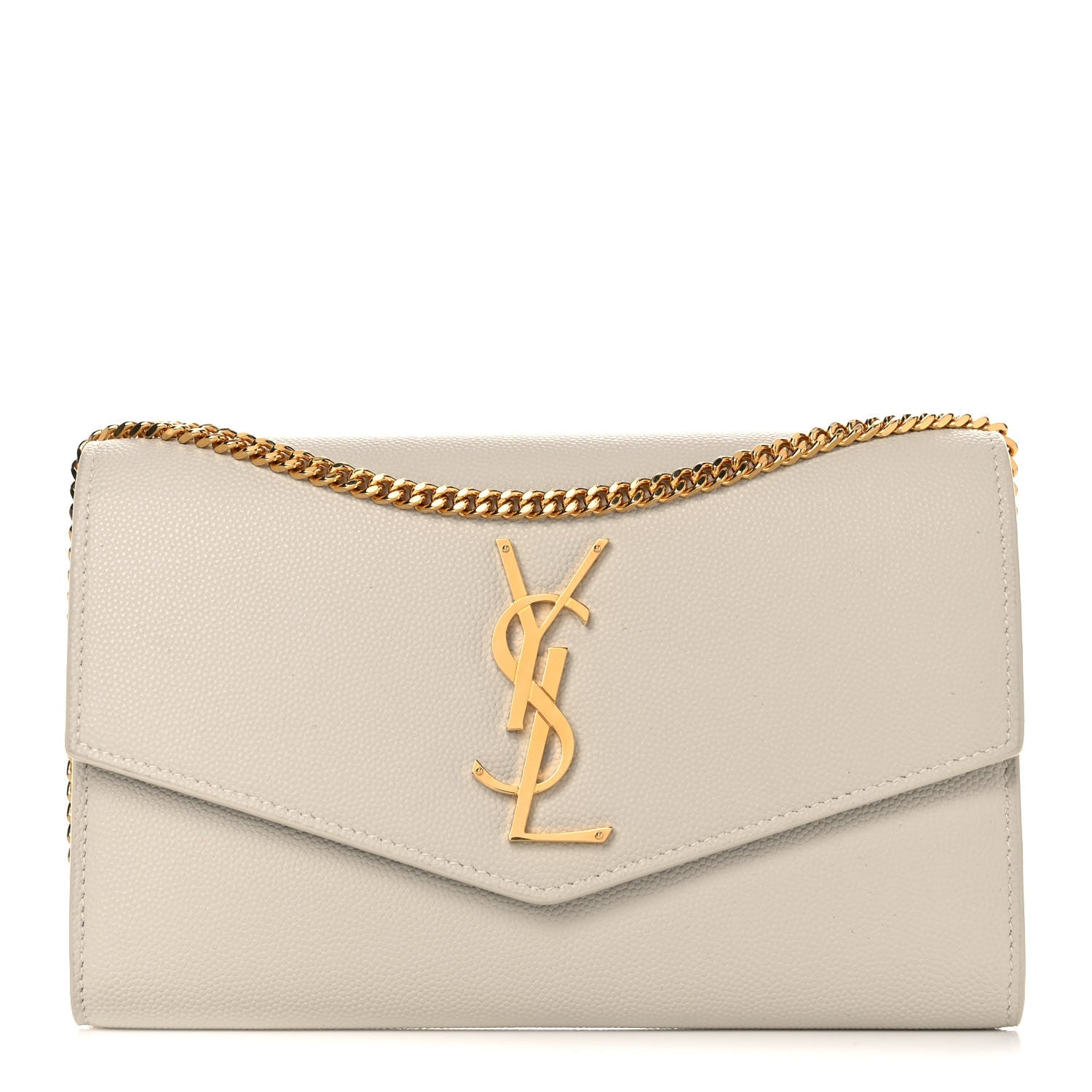 Saint Laurent Grain De Poudre Monogram Uptown Chain Wallet Crema Soft 2 of 10