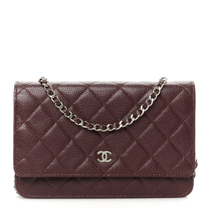 Chanel Caviar Quilted Wallet On Chain WOC Burgundy 1 of 11